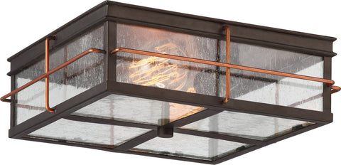Nuvo Lighting 60/5834 Howell 2 Light Outdoor Flush Fixture with 60W Vintage Lamps Included Bronze with Copper Accents Finish