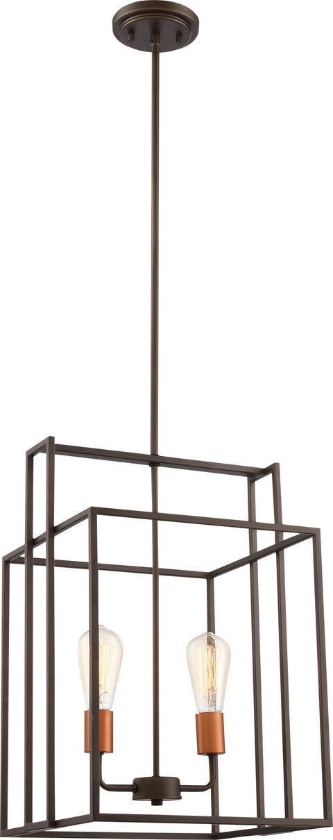 Nuvo Lighting 60/5852 Lake 2 Light 14 Inch Square Pendant Bronze with Copper Accents Finish