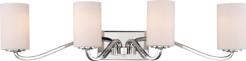 Nuvo Lighting 60/5871 Willow 4 Light Vanity Polished Nickel with White Glass