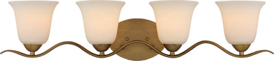 Nuvo Lighting 60/5873 DILLARD 4 LIGHT VANITY NATURAL BRASS/WHITE GLASS