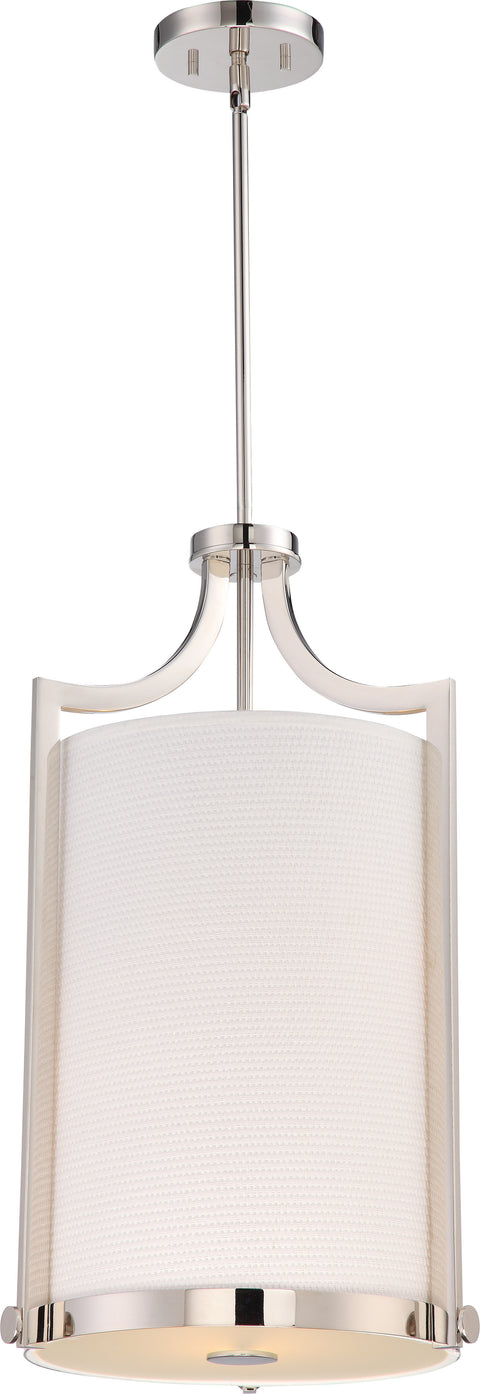 Nuvo Lighting 60/5882 Meadow 3 Light Foyer with White Fabric Shade Polished Nickel Finish