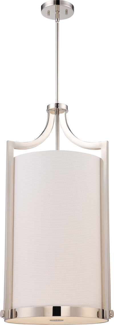Nuvo Lighting 60/5885 Meadow 4 Light Large Foyer with White Fabric Shade Polished Nickel Finish