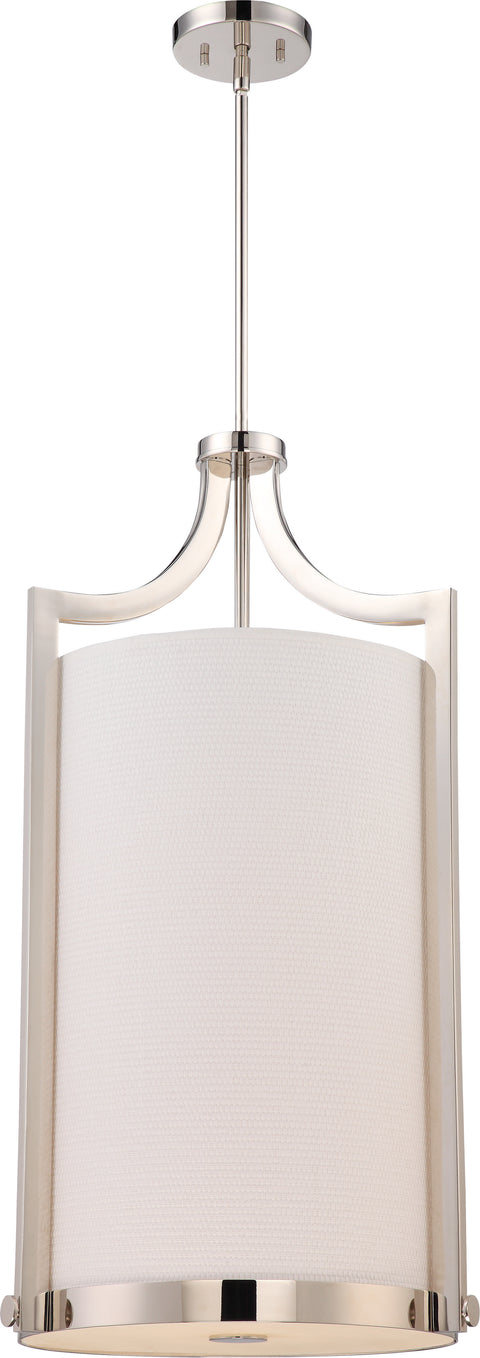 Nuvo Lighting 60/5885 Meadow 4 Light Large Foyer with White Fabric Shade Polished Nickel Finish
