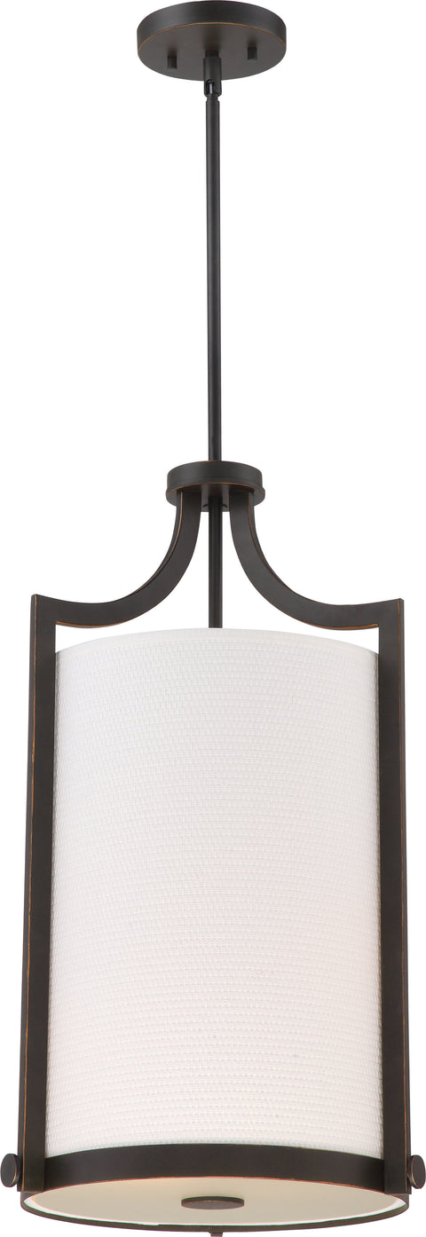 Nuvo Lighting 60/5887 Meadow 3 Light Foyer with White Fabric Shade Russet Bronze Finish