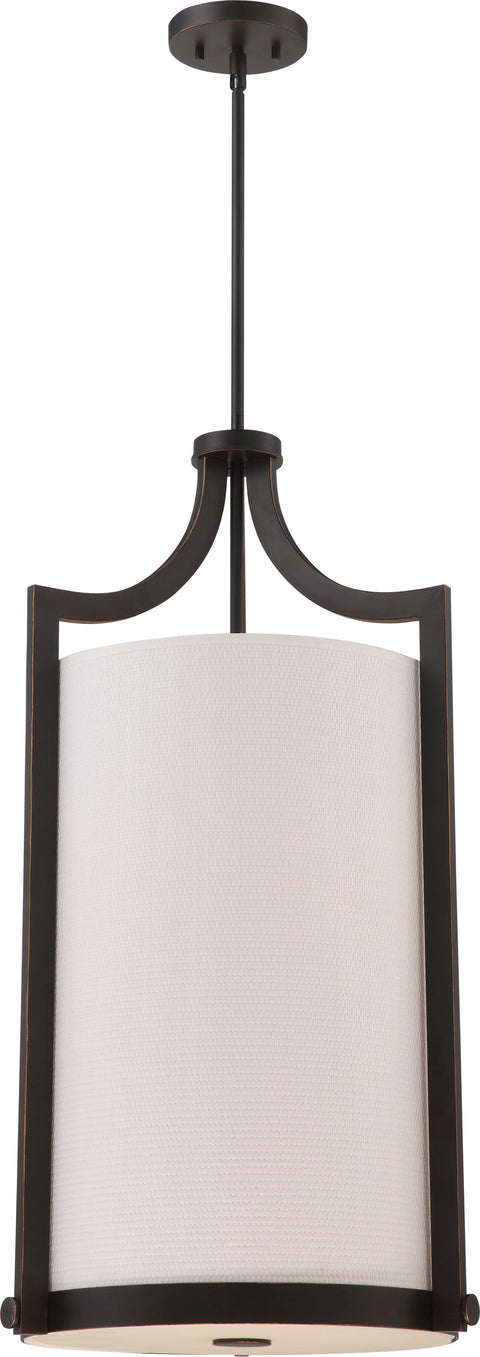 Nuvo Lighting 60/5890 Meadow 4 Light Large Foyer with White Fabric Shade Russet Bronze Finish