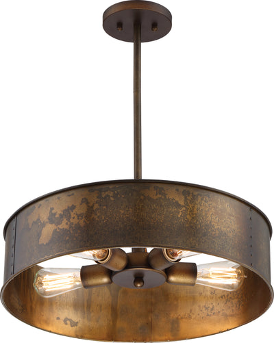 Nuvo Lighting 60/5894 Kettle 4 Light Pendant with 60W Vintage Lamps Included Weathered Brass Finish