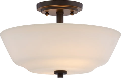 Nuvo Lighting 60/5906 Willow 2 Light Semi Flush Fixture with White Glass