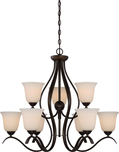 Nuvo Lighting 60/5919 DILLARD 9 light 2 TIER HANGING  FOREST BRONZE/WHITE GLASS