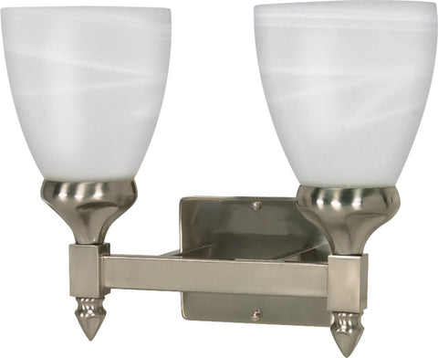 Nuvo Lighting 60/592 TRIUMPH 2 light VANITY FIXTURE  BR NICKEL/ALABASTER GLASS