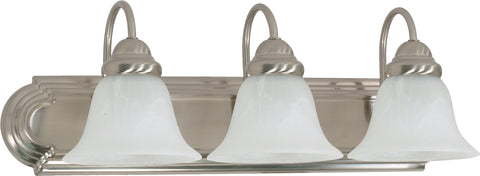 Nuvo Lighting 60/6075 Ballerina 3 Light 24 Inch Vanity with Alabaster Glass Bell Shades Color retail packaging