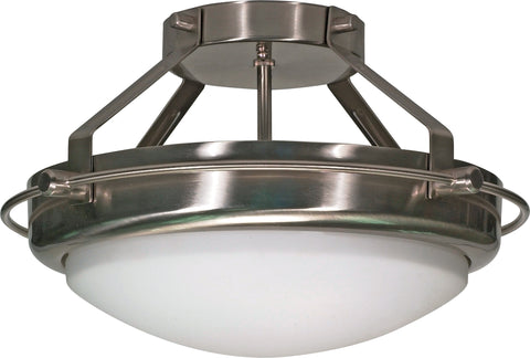 Nuvo Lighting 60/609 Polaris 2 Light 14 Inch Semi Flush with Satin Frosted Glass Shades