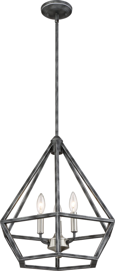 Nuvo Lighting 60/6262 Orin 3 Light Pendant Fixture Iron Black with Brushed Nickel Accents Finish