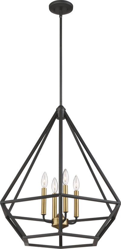 Nuvo Lighting 60/6361 Orin 4 Light Pendant Fixture Aged Bronze with Brass Accents Finish