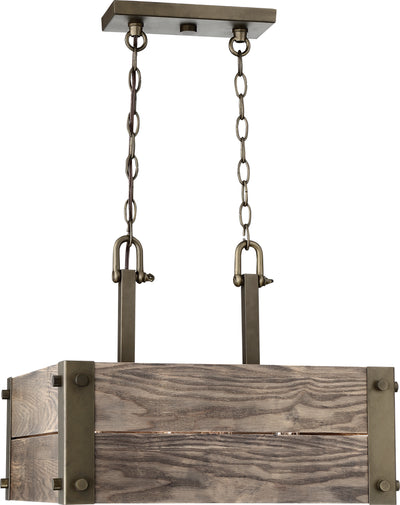 Nuvo Lighting 60/6422 Winchester 4 Light Square Pendant with Aged Wood
