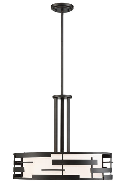 Nuvo Lighting 60/6435 Lansing 3 Light Pendant with White Fabric Shade and Opal Diffuser