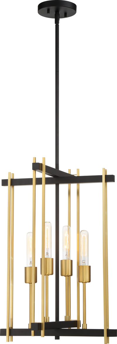Nuvo Lighting 60/6525 Marion 4 Light Pendant Aged Bronze Finish with Natural Brass Accents