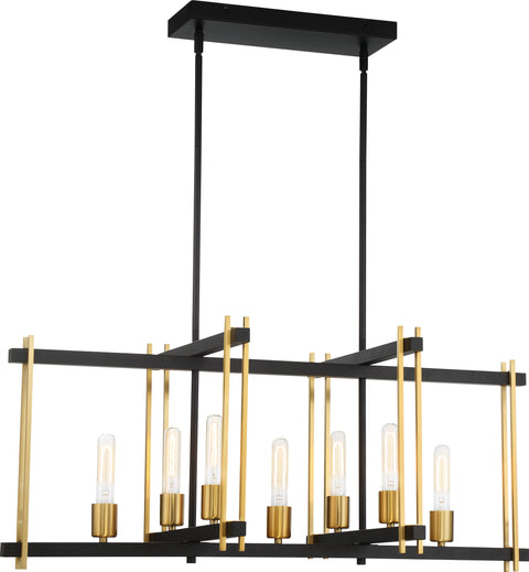 Nuvo Lighting 60/6526 Marion 7 Light Island Pendant Aged Bronze Finish with Natural Brass Accents
