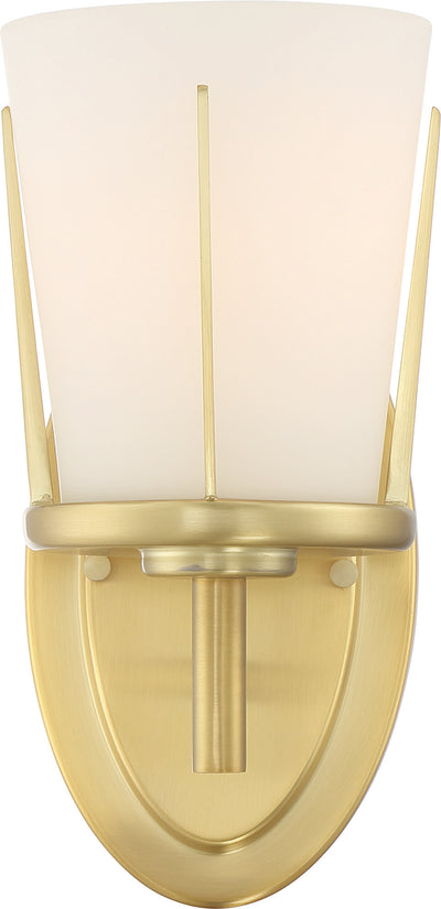 Nuvo Lighting 60/6531 Serene 1 Light Wall Mount Sconce Sconce Natural Brass Finish with Satin White Glass