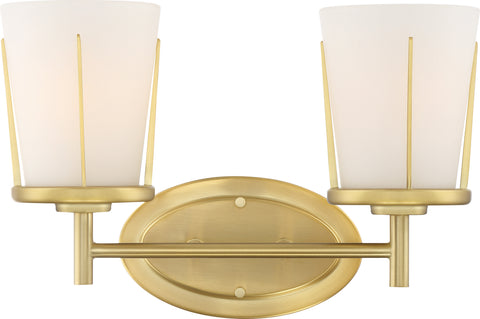 Nuvo Lighting 60/6532 Serene 2 Light Vanity Natural Brass Finish with Satin White Glass