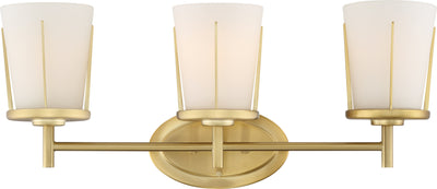 Nuvo Lighting 60/6533 Serene 3 Light Vanity Natural Brass Finish with Satin White Glass