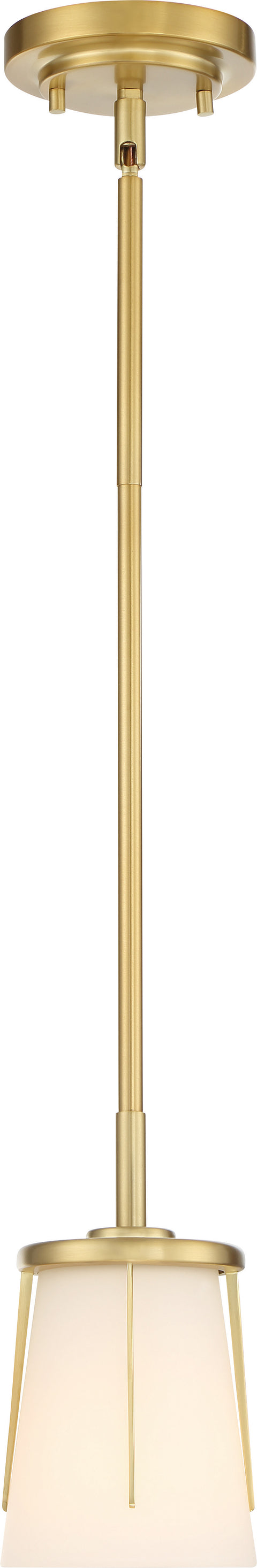 Nuvo Lighting 60/6535 Serene 1 Light Mini Pendant Natural Brass Finish with Satin White Glass