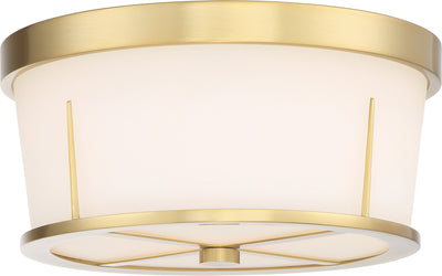 Nuvo Lighting 60/6537 Serene 2 Light Flush Mount Natural Brass Finish with Satin White Glass