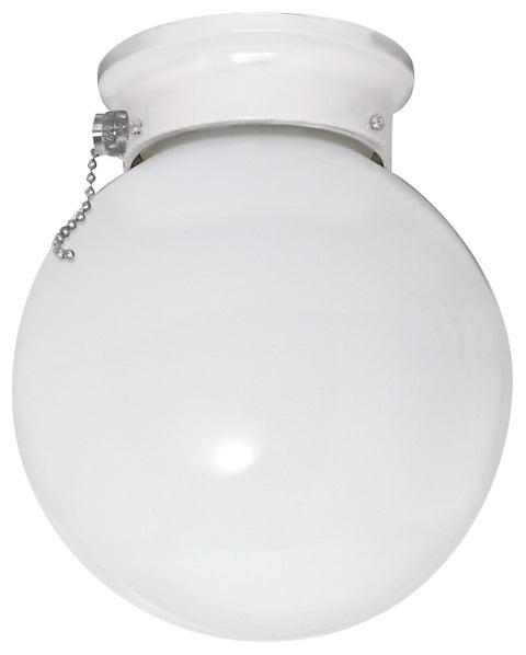 Nuvo Lighting 60/712 1 Light 6 Inch Ceiling Fixture White Ball with Pull Chain Switch