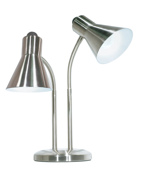 Nuvo Lighting 60/806 Gooseneck Desk Lamp 2 Light Brushed Nickel