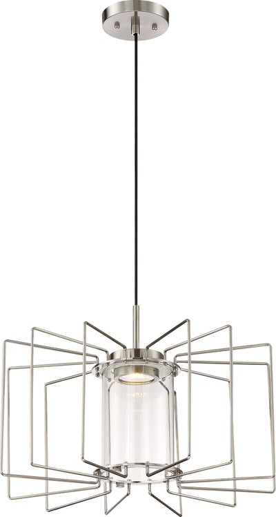Nuvo Lighting 62/1351 Wired LED 1 Light Pendant Brushed Nickel Finish with Clear Glass