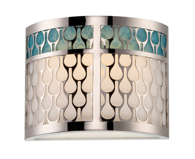 Nuvo Lighting 62/143 Raindrop 1 Module Sconce with White Glass and removable Aquamarine insert