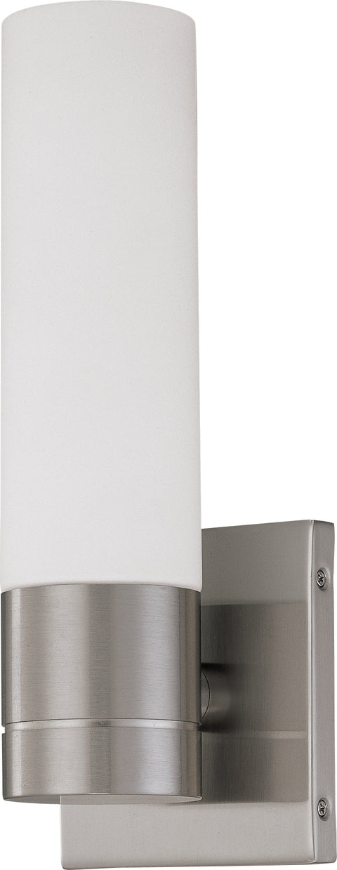 Nuvo Lighting 62/2934 Link 1 Light LED Tube Wall Mount Sconce Sconce with White Glass Brushed Nickel Finish