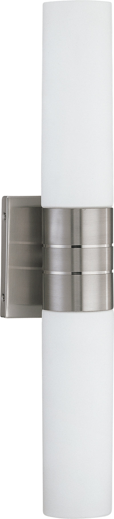 Nuvo Lighting 62/2936 Link 2 Light (Vertical) LED Tube Wall Mount Sconce Sconce with White Glass Brushed Nickel Finish