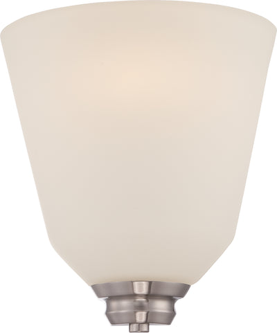 Nuvo Lighting 62/361 CALVIN 1 light LED WALL SCONCE  BR NICKEL/SATIN WHITE GLASS