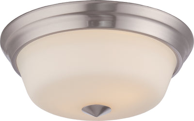 Nuvo Lighting 62/363 CALVIN 2 light LED FLUSH FXTRE  BR NICKEL/SATIN WHITE GLASS