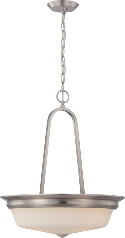 Nuvo Lighting 62/365 CALVIN 3 light LED PENDANT  BR NICKEL/SATIN WHITE GLASS