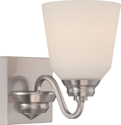Nuvo Lighting 62/366 CALVIN 1 light VANITY/OMNI LED  BR NICKEL/SATIN WHITE GLASS