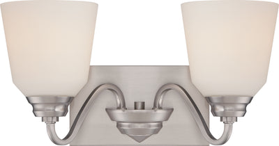 Nuvo Lighting 62/367 CALVIN 2 light VANITY/OMNI LED  BR NICKEL/SATIN WHITE GLASS