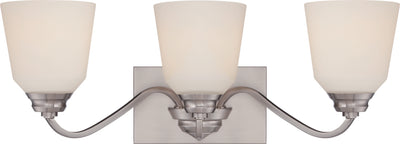Nuvo Lighting 62/368 CALVIN 3 light VANITY/OMNI LED  BR NICKEL/SATIN WHITE GLASS