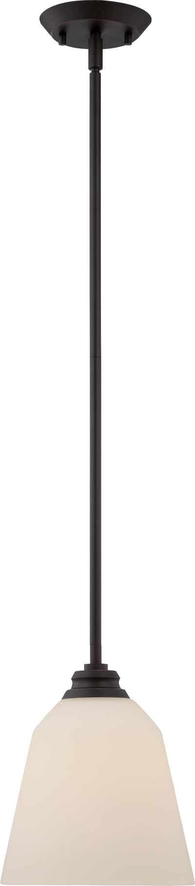 Nuvo Lighting 62/372 CALVIN 1 light LED MINI PENDANT MAHOGANY BRNZ/SATIN WHITE GLSS