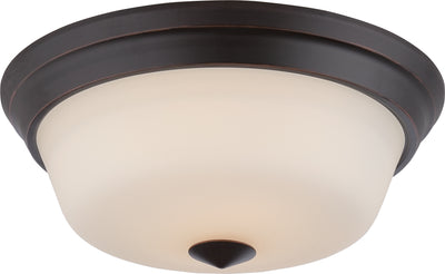 Nuvo Lighting 62/373 CALVIN 2 light LED FLUSH FXTRE  MAHOGANY BRNZ/SATIN WHITE GLSS
