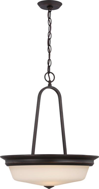 Nuvo Lighting 62/375 CALVIN 3 light LED PENDANT  MAHOGANY BRNZ/SATIN WHITE GLSS