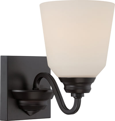 Nuvo Lighting 62/376 CALVIN 1 light VANITY/OMNI LED  MAHGNY BRNZE/SATN WHT GLSS