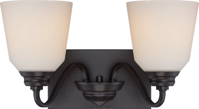 Nuvo Lighting 62/377 CALVIN 2 light VANITY/OMNI LED  MAHGNY BRNZE/SATN WHT GLSS
