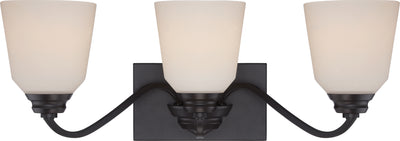 Nuvo Lighting 62/378 CALVIN 3 light VANITY/OMNI LED  MAHGNY BRNZE/SATN WHT GLSS