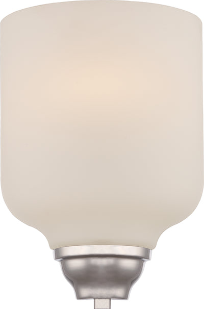 Nuvo Lighting 62/381 KIRK 1 light LED WALL SCONCE  POL NICKEL/SATIN WHITE GLASS