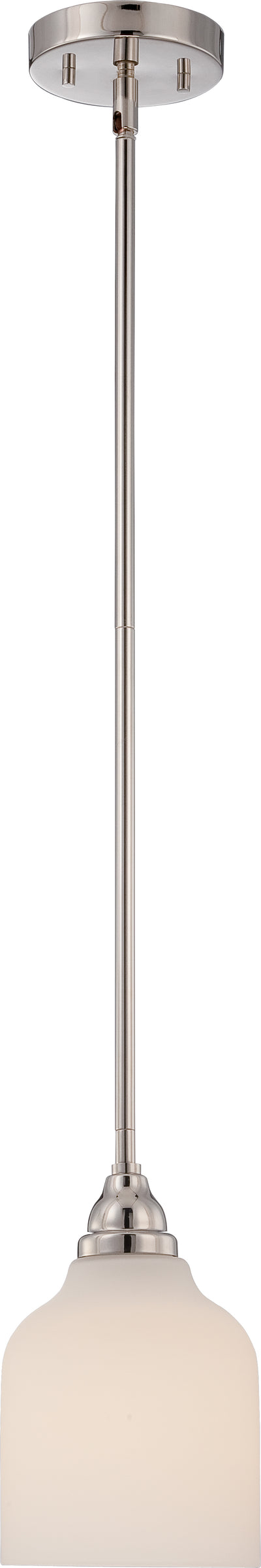 Nuvo Lighting 62/382 KIRK 1 light LED MINI PENDANT POL NICKEL/SATIN WHITE GLASS