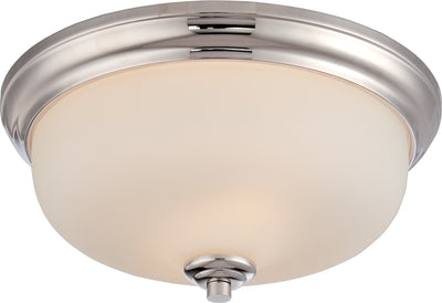 Nuvo Lighting 62/383 KIRK 2 light LED FLUSH FXTRE  POL NICKEL/SATIN WHITE GLASS
