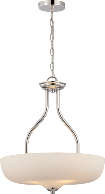 Nuvo Lighting 62/385 KIRK 3 light LED PENDANT  POL NICKEL/SATIN WHITE GLASS