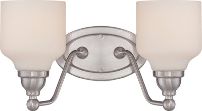Nuvo Lighting 62/387 KIRK 2 light VANITY/OMNI LED  POL NICKEL/SATIN WHITE GLSS