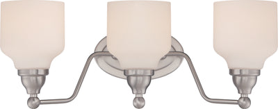 Nuvo Lighting 62/388 KIRK 3 light VANITY/OMNI LED  POL NICKEL/SATIN WHITE GLSS